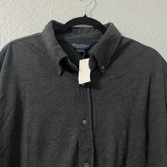 Brooks Brothers New Button Down Shirt Mens XL Gray Long Sleeve 100% Cotton - Picture 2 of 7